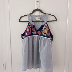 Savanna Jane Seersucker Embroidered Halter Top